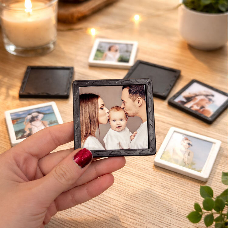 Mini Desenli Kare Çerçeve 6x6cm - 10'lu Paket - 1