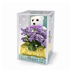 Mor Çiçekli Mini Ayıcık - 12'li Kutulu Set - NobbyStar (1)
