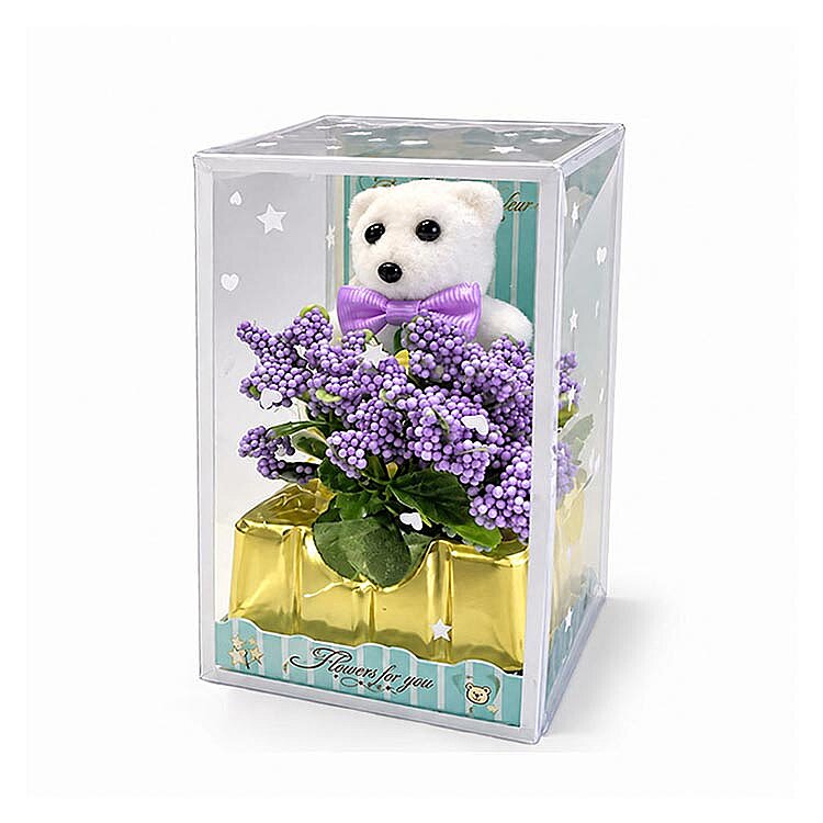 Mor Çiçekli Mini Ayıcık - 12'li Kutulu Set - 2