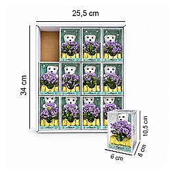 Mor Çiçekli Mini Ayıcık - 12'li Kutulu Set - 4
