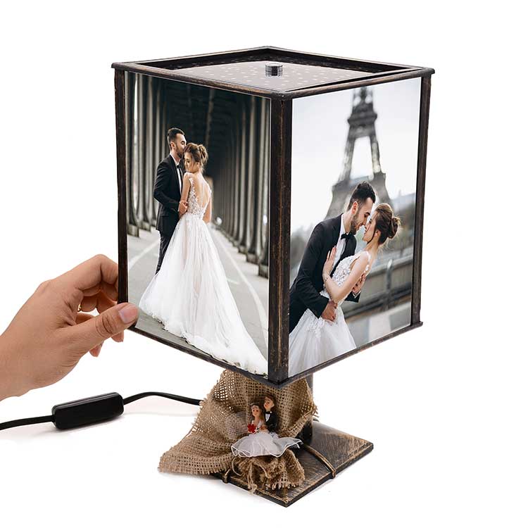 Nostalgia Rotating Lampshade Bride Groom Mold Photo Lamp - 1