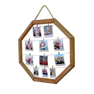 Octagon Wooden Multiple Photo Frame with String - Thumbnail