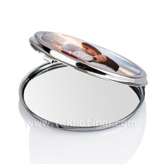 Yuvarlak Makyaj Aynası (Baskı Metalli) - Thumbnail