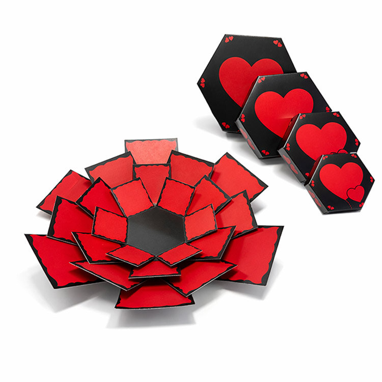 Patlayan Hediye Aşk Kutusu 4'lü Klasik Siyah - 1