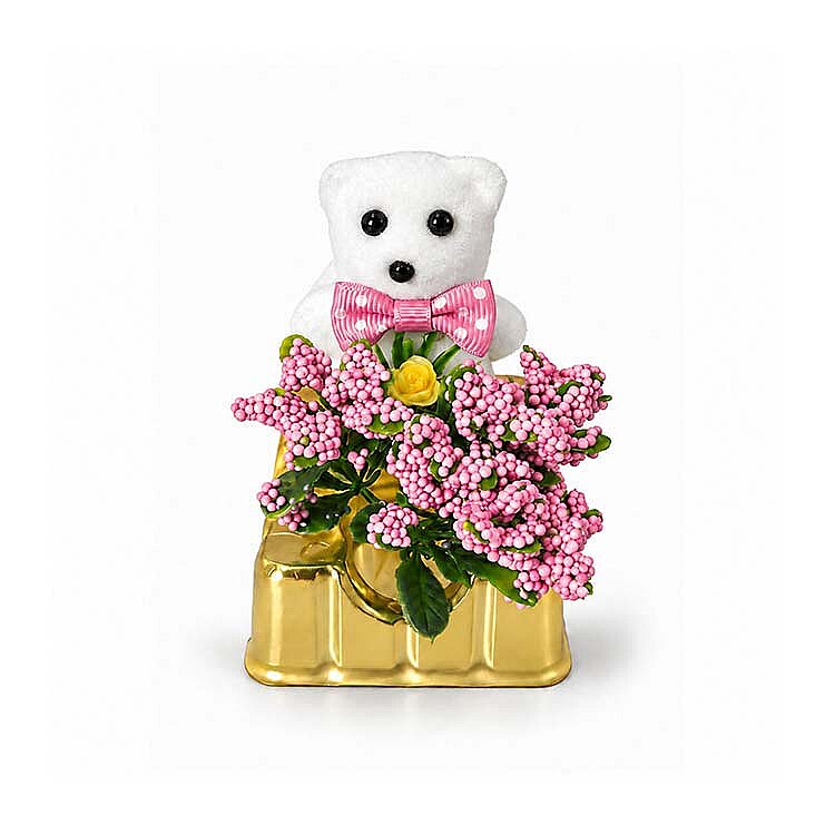 Pembe Çiçekli Mini Ayıcık - 12'li Kutulu Set - 3