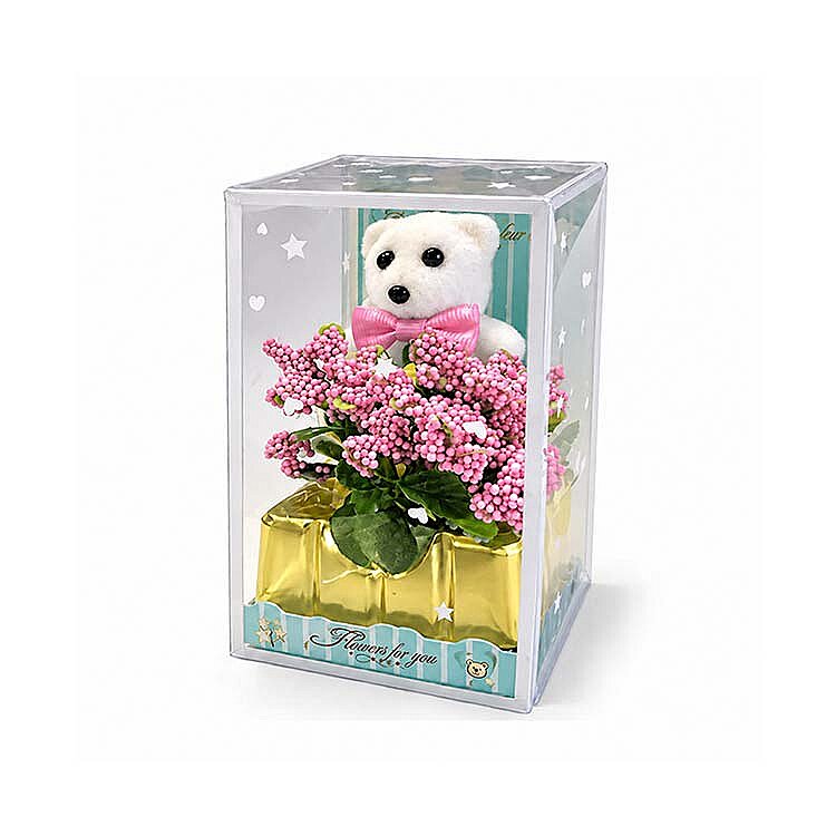 Pembe Çiçekli Mini Ayıcık - 12'li Kutulu Set - 2