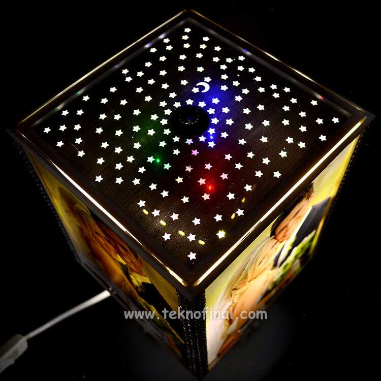 Pink Beaded Rotating Lampshade Photo Lamp - 3