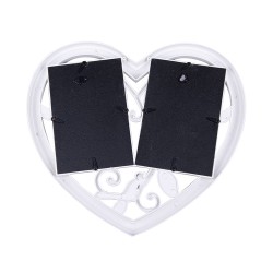 Plastic Heart-Shaped Photo Frame with 2 Openings - Thumbnail