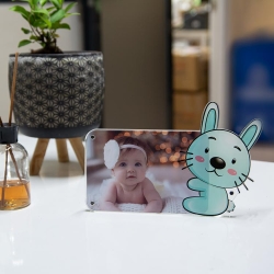 Plexiglass Photo Frame with Rabbit Figure - Thumbnail