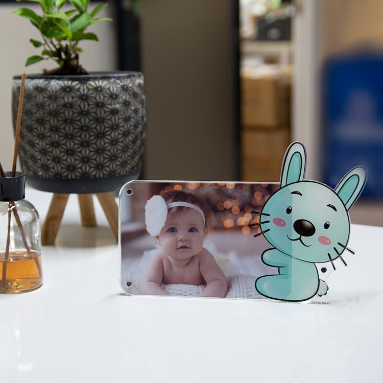 Plexiglass Photo Frame with Rabbit Figure