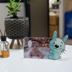 Plexiglass Photo Frame with Rabbit Figure - Thumbnail