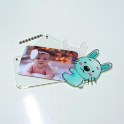 Plexiglass Photo Frame with Rabbit Figure - Thumbnail