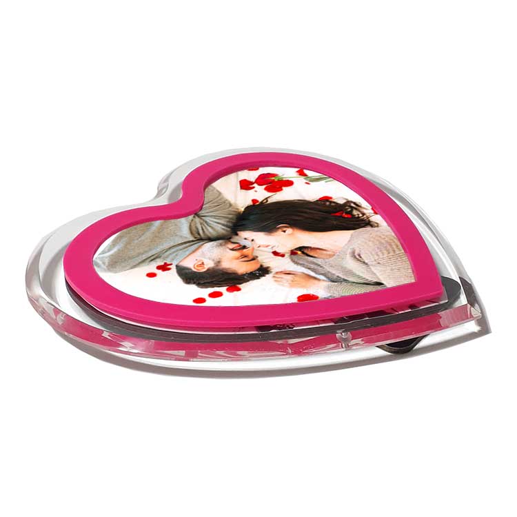 Plexiglass Pink Heart-Shaped Photo Frame - Thumbnail