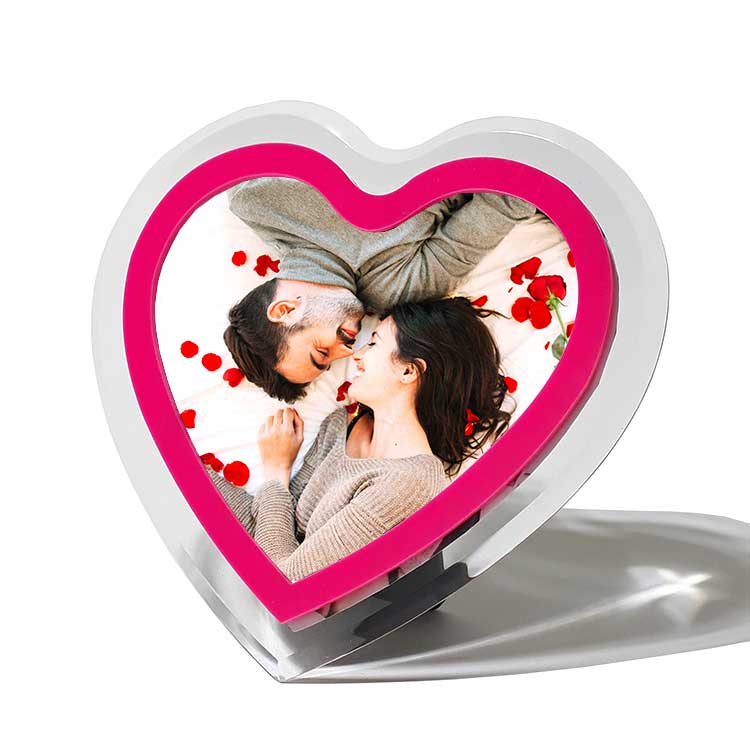 Plexiglass Pink Heart-Shaped Photo Frame - Thumbnail