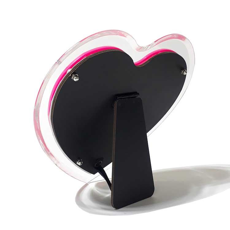 Plexiglass Pink Heart-Shaped Photo Frame - Thumbnail