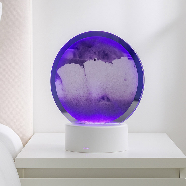 Renkli Işıklı Dekoratif Sulu Yuvarlak Kum Saati - 4