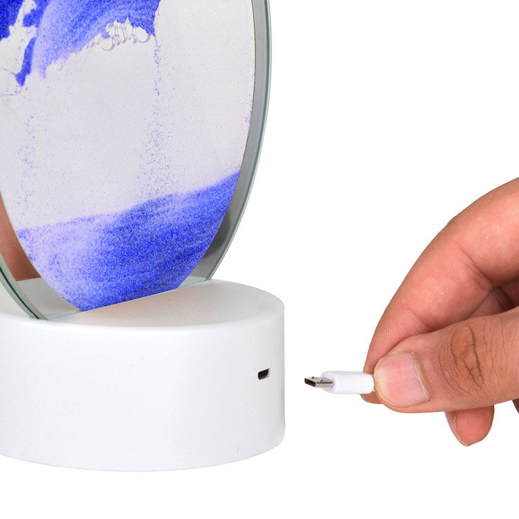 Renkli Işıklı Dekoratif Sulu Yuvarlak Kum Saati - 7