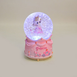 Renkli LED Işıklı Müzikli ve Hareketli Prenses Kar Küresi - 3