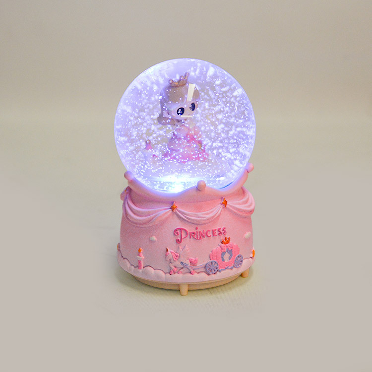 Renkli LED Işıklı Müzikli ve Hareketli Prenses Kar Küresi - 3