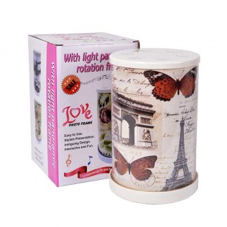 Rotating Cylinder Photo Frame with LED Light - 3