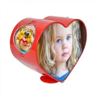 Rotating Red Heart Shaped Photo Frame - Thumbnail