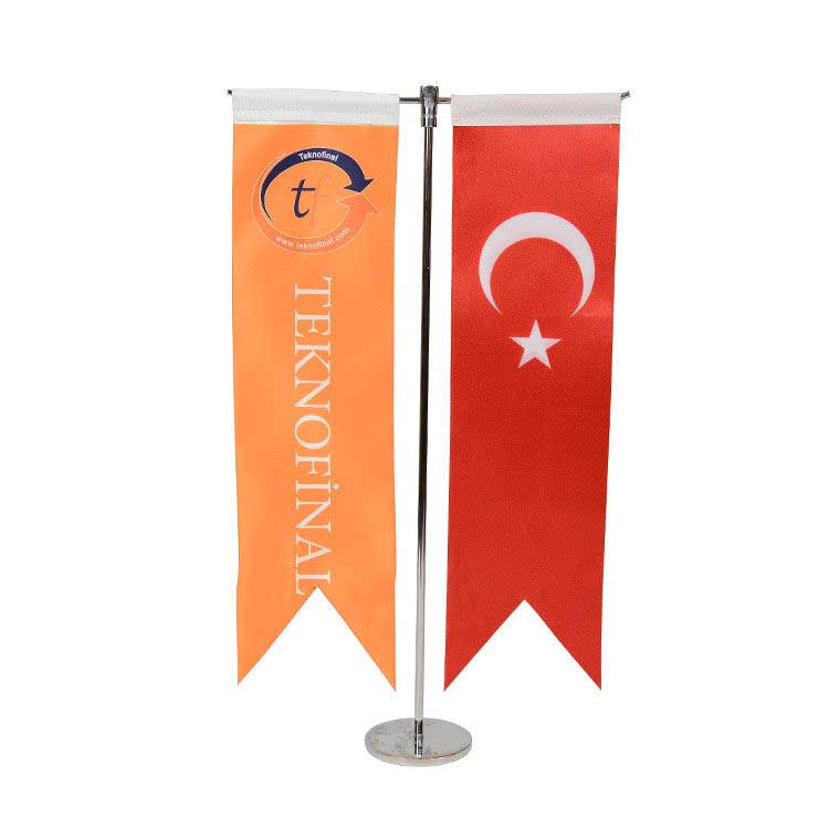 Sublimasyon Kırlangıç Beyaz & Türk Saten Masa Bayrağı - 1