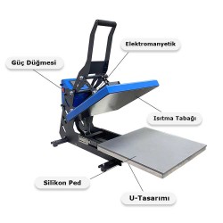 Semi-Automatic Flat Heat Press Printing Machine - 40x50 - Thumbnail