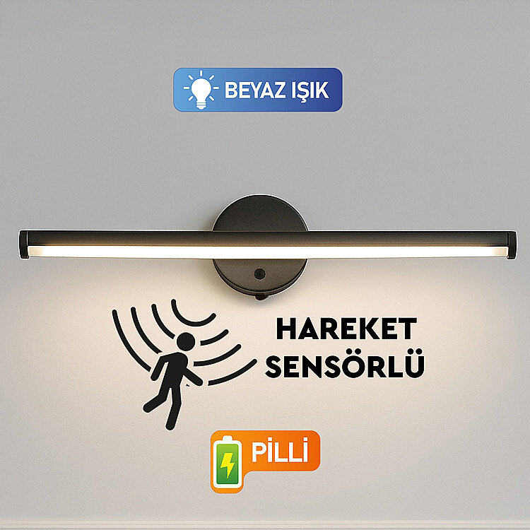 Sensörlü Yapışkanlı Dekoratif Kablosuz Pilli Led Aplik - 4