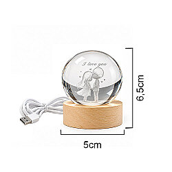 Sevgili Figürlü Led Işıklı Mini Cam Küre - Ahşap Standlı - 4