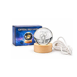 Sevgili Figürlü Led Işıklı Mini Cam Küre - Ahşap Standlı - 6