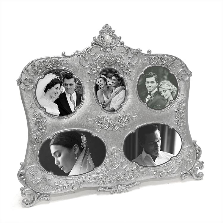 Silver Colored Embossed Multi Photo Frame