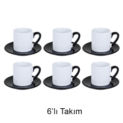Sublimasyon Türk Kahvesi Fincan Takımı 6'lı Siyah - 1
