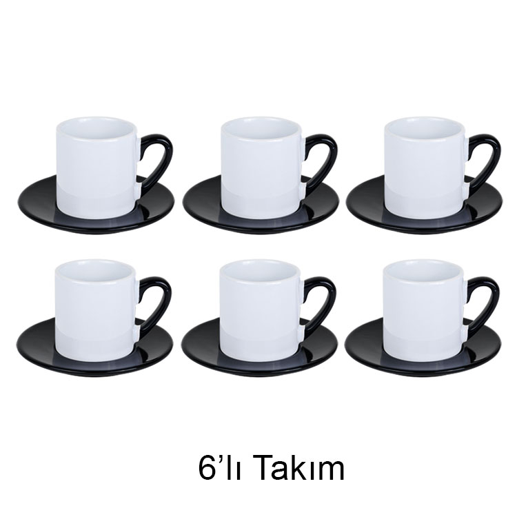 Sublimasyon Türk Kahvesi Fincan Takımı 6'lı Siyah - 1