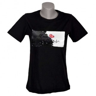Unisex Sihirli Pullu Sublimasyon Sıfıryaka Pamuklu Siyah T-shirt - Thumbnail