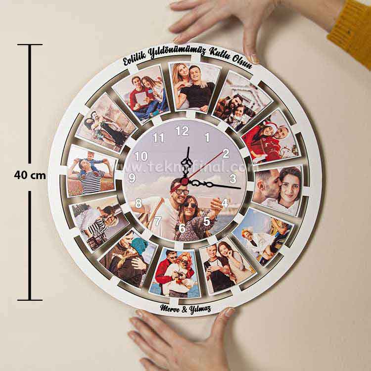 Ahşap 13 Fotoğraflı Sublimasyon Duvar Saati - 2