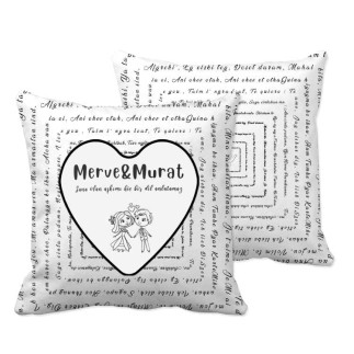 Süblimasyon 100 Dil Seni Seviyorum Desenli Yastık Kılıfı - 3