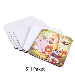 Süblimasyon Adf Kare Bardak Altlığı 9x9cm - 5'li Paket - 1