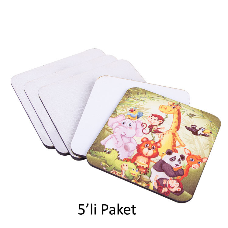 Süblimasyon Adf Kare Bardak Altlığı 9x9cm - 5'li Paket - 1