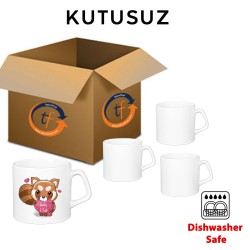 Süblimasyon Afilli Beyaz Porselen Kupa Bardak - Koli - 4