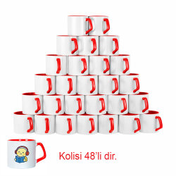 Süblimasyon Afilli Kırmızı Porselen Kupa Bardak - Koli - 1