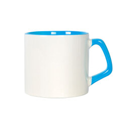 Süblimasyon Afilli Mavi Porselen Kupa Bardak - Koli - 3