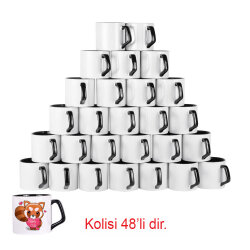 Süblimasyon Afilli Siyah Porselen Kupa Bardak - Koli - 1