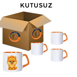 Süblimasyon Afilli Turuncu Porselen Kupa Bardak - Koli - 4