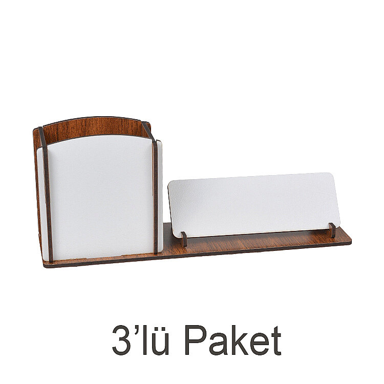 Süblimasyon Ahşap Kalemlikli Masa İsimliği - 3'lü Paket - 1