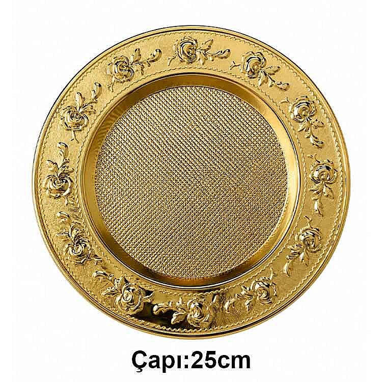 Süblimasyon Altın Metal Plaket Tabak Çiçek Desenli Supla - 25cm - 1