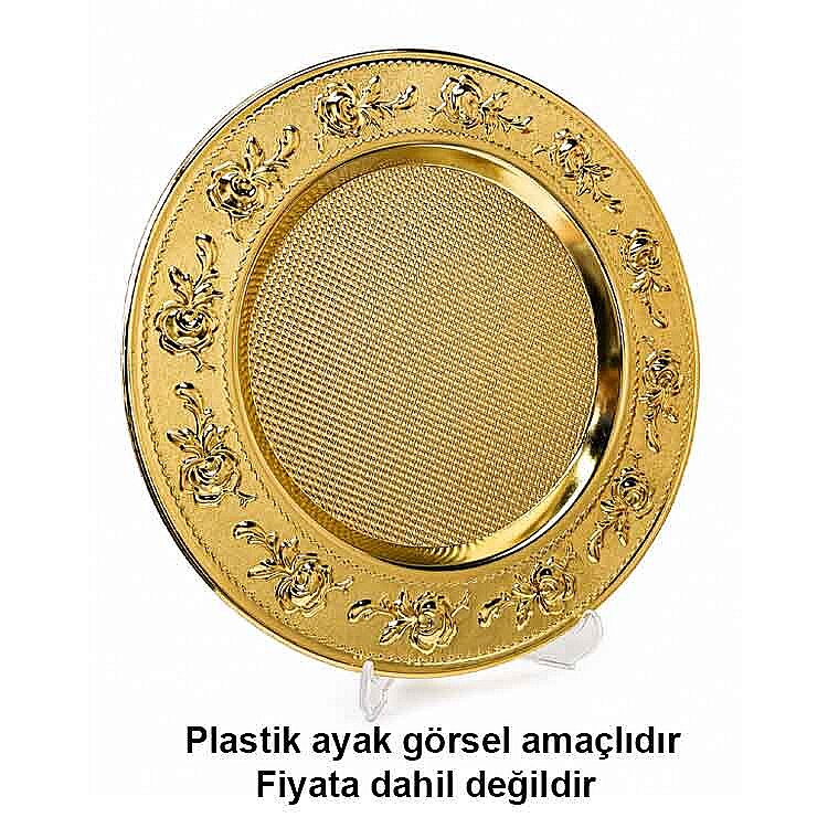 Süblimasyon Altın Metal Plaket Tabak Çiçek Desenli Supla - 25cm - 2