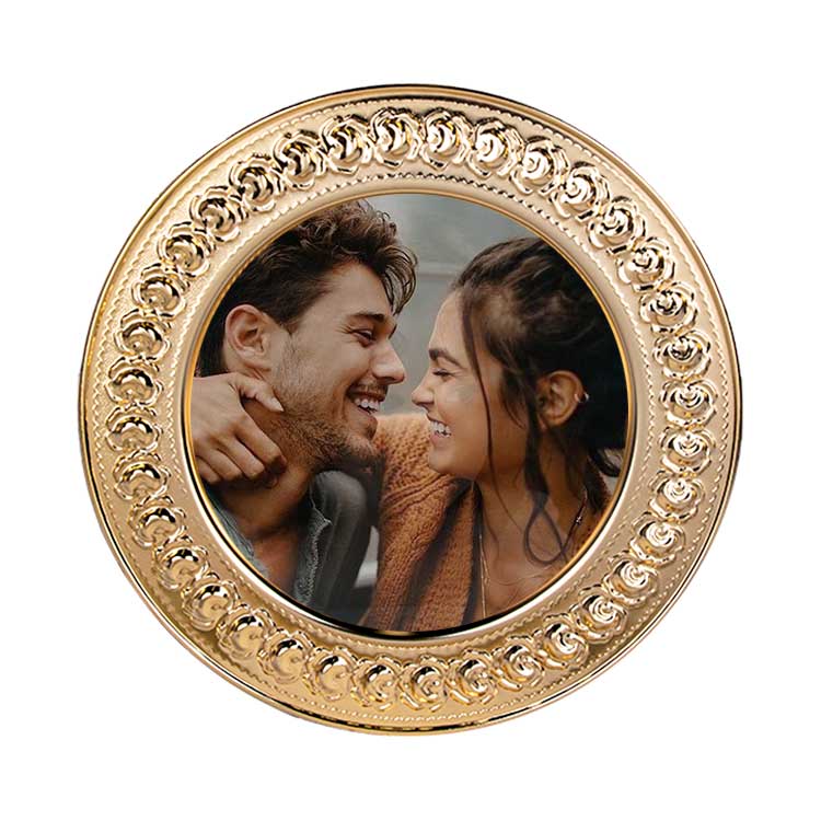 Süblimasyon Altın Metal Plaket Tabak Gül Desenli Supla - 25cm - 3