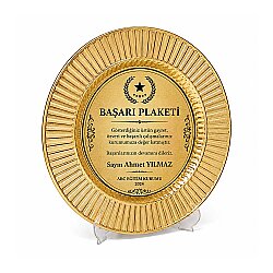 Süblimasyon Altın Metal Plaket Tabak Güneş Desenli Supla - 25cm - 3