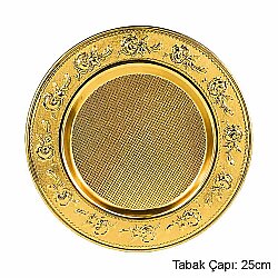 Süblimasyon Altın Metal Supla Tabak Çiçek Desenli - 25cm - NobbyStar