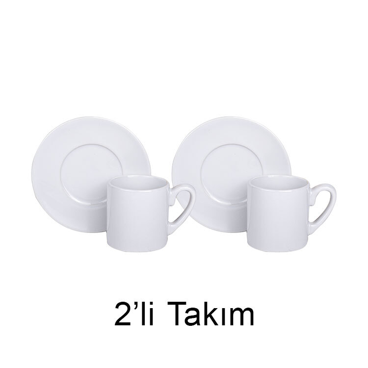 Süblimasyon Beyaz Porselen Türk Kahvesi Fincanı - 2'li Set - 1